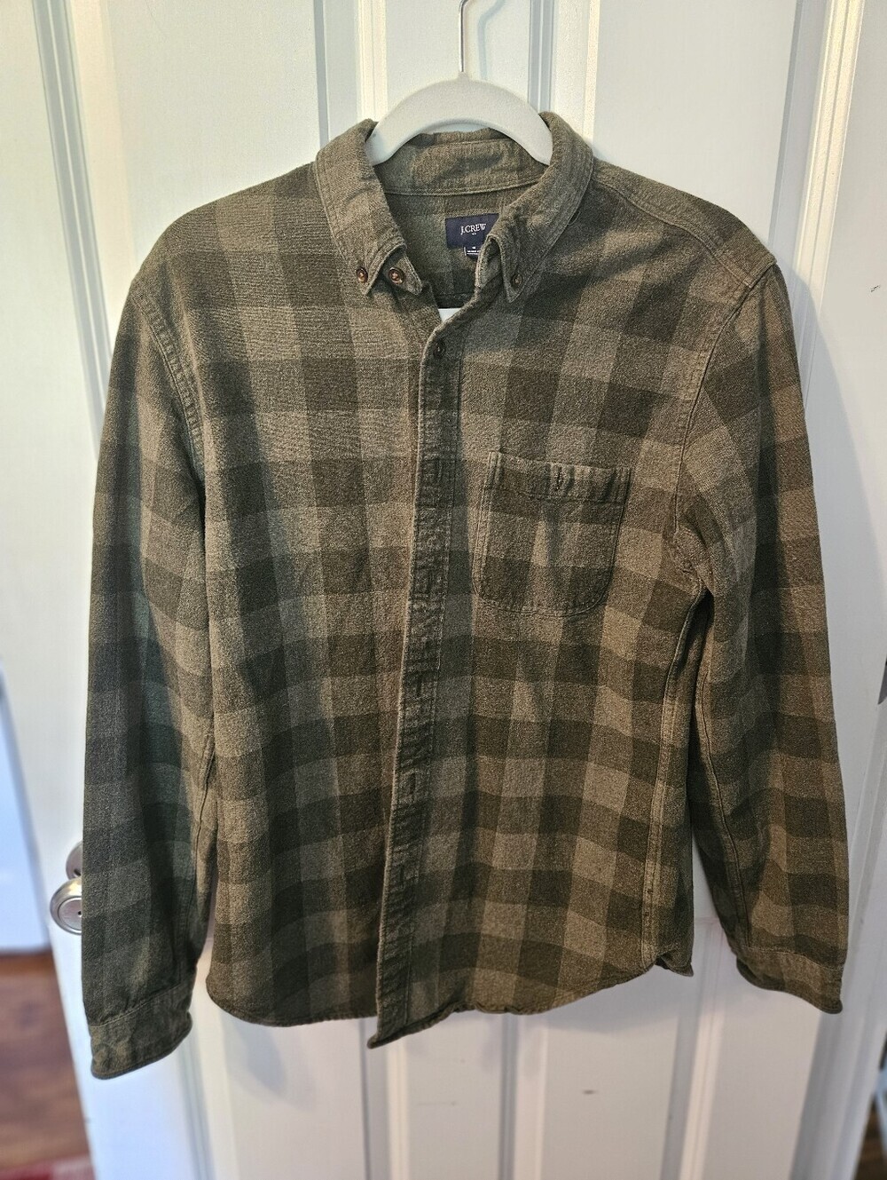 J. Crew Olive and Dark Green Plaid Button-Down Shirt